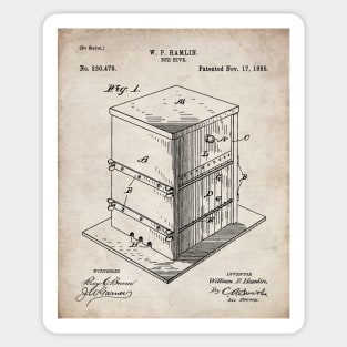 Beekeeping Patent - Beekeeper Bee Hive Honey Art - Antique Sticker